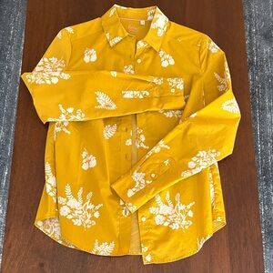 Boden Yellow Floral Button Down Shirt